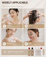 Bouteilles de savon liquide pour le corps en PET finition mate brillante avec bouchon à bille rouge, rechargeables, logo personnalisé, taille personnalisée, emballage cosmétique