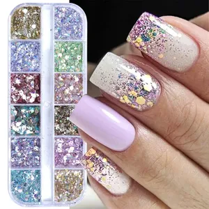 Paillettes hexagonales irisées Mermad, paillettes holographiques, flocons, poudre pour nail art, gel polish, accessoires de manucure - Product Image 2