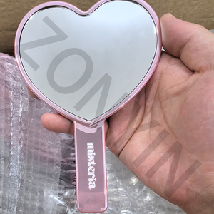 กระจกแต่งหน้าพกพาทรงหัวใจสีชมพูแบบขายส่งของ Zonyin กระจกแต่งหน้าเคลือบเงาแบบพกพาลายคลื่นน้ำสำหรับสาวๆ แบบกำหนดเองได้ - Product Image 6