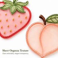 Marcador de Libros Personalizado de Organza Ecológica y Duradera con Bordado, Estilo Frutal, para Regalos y Empaques