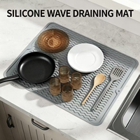 Tapis de drainage en silicone ondulé à séchage rapide de qualité supérieure, tapis de séchage flexible pour vaisselle, pour évier de cuisine, comptoir, tasses, couverts