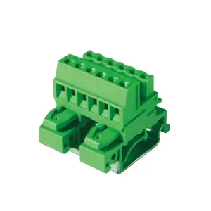 5.08Mm Female Green Connector Screw Pluggable Terminal Block Connector With Rail