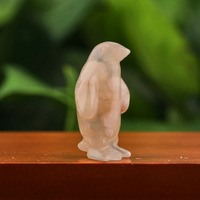 1.4 pouces fleur d'agate sculpture de cristal naturel pierre précieuse Sakura Agate animaux sculptés pingouins
