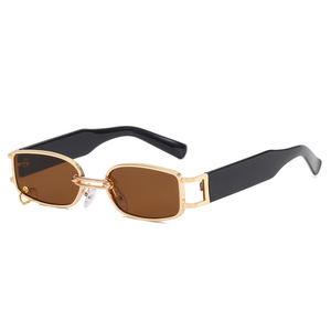 Lunettes de soleil rétro à monture métallique, lunettes de soleil de luxe tendance avec chaîne pour femmes et hommes - Product Image 5