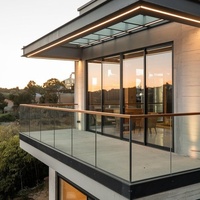 Rambarde en verre sans cadre en aluminium de conception moderne pour la maison Balcon Villa Appartement Escalier Garde-corps-Rouille/Résistant à l'eau