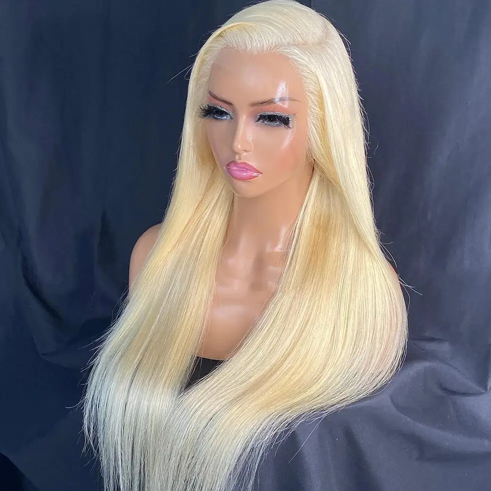 Groothandel Pruiken Human Hair Lace Front Raw Indian Virgin Volledig 13X4 Lace Frontale Rechte Pruik Verkoper Goedkope 613 Blonde Kleur Pruiken