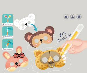 KSF Hot Selling Educatieve Kleurpotloden Waterverf DIY Schilderen Speelgoed Tekenen Dieren Maskers Papier - Product Image 2