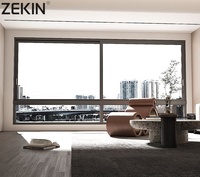 Fenêtres coulissantes en aluminium noir ZEKIN pour hôtel, résistantes aux ouragans, insonorisées, à double vitrage, triple vitrage, pour balcon