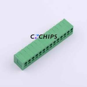 DB241V-5.0-14P-GN Spring Terminal Block Through hole Component (THT),P=5mm Connector 1x14P 7.62mm Green 14P - Product Image 1