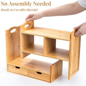 JQ Bàn Nhỏ Hiển Thị <span class=keywords><strong>Cubby</strong></span> Top Expandable Truy Cập Tủ Sách Tre Máy Tính Để Bàn Kệ Sách Với Chống-Trượt Miếng Đệm Cho Văn Phòng Nguồn Cung Cấp - Product Image 4