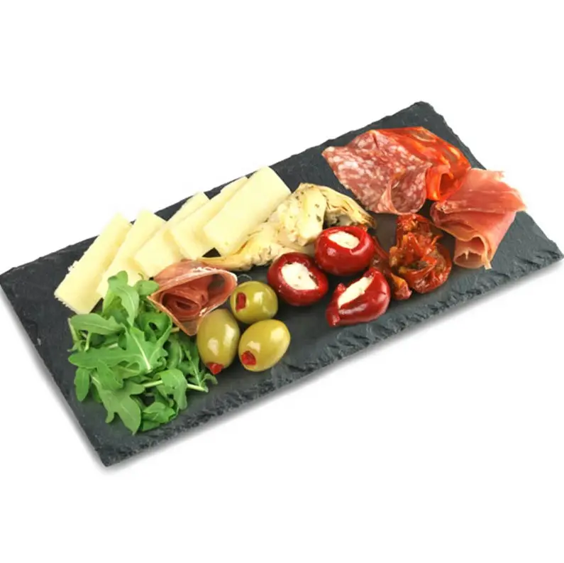 Fabrik Direkt vertrieb Großhandel Natural Edge 30*20*0,5 cm Rechteck Black Slate Stone Cheese Board Platte