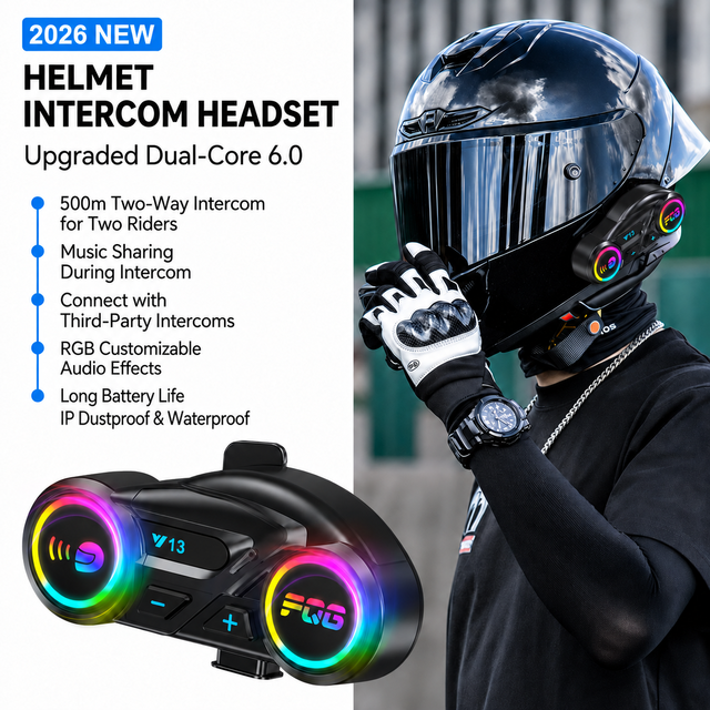 Helmet Headset Wireless 5.4 HiFi Stereo IP56 Waterproof 18H Battery Voice Assistant Dual Device for All Helmets