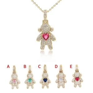 قلادة أنيقة من الذهب عيار 18 قيراط مكعب من الزركونيا للفتيات والصبيان قلادة قلادة للأطفال أفضل صديق زوجين جذاب لصنع المجوهرات - Product Image 1