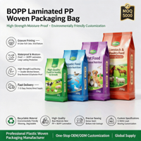 Sacs tissés en PP personnalisés en gros de 15 kg, 25 kg, 50 kg en plastique laminé BOPP pour l'emballage d'aliments et de nourriture pour animaux de compagnie (chiens et chats)