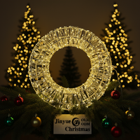 Guirlande de Noël LED 3D pré-éclairée, étanche IP44, en fil métallique circulaire, lumière blanc chaud, décoration extérieure pour jardin, cour, pelouse