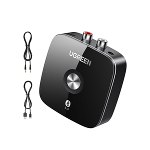 Adaptador AUX <span class=keywords><strong>Bluetooth</strong></span> <span class=keywords><strong>UGREEN</strong></span> con batería incorporada, compatible con dos pares de receptor <span class=keywords><strong>Bluetooth</strong></span> 5,3 para estéreo antiguo, 3,5mm/ RCA de doble canal - Product Image 1