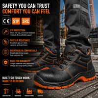 Chaussures de sécurité de construction mi-hautes en cuir véritable PU certifiées CE S1 SRC, embout en acier anti-choc et anti-perforation pour usage en usine