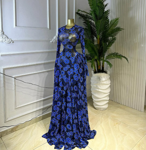 European women's fashion 2026 spring new style elegant pleated figure-hugging printed full-skirted long dress - Product Image 5