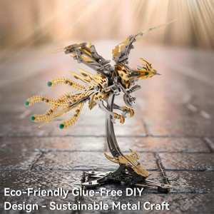 <span class=keywords><strong>Puzzle</strong></span> 3D en métal, modèle de phénix mécanique, kit de 358 pièces, ailes battantes, sculpture cinétique steampunk, cadeau pour homme, décoration de bureau - Product Image 2