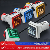 Gran oferta, voltímetro Digital LED de 22mm e indicador de Panel de amperímetro con luces de señal, voltaje monofásico y medidor de corriente
