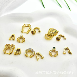 Cierre de herradura chapado en oro de 18k con microincrustaciones de circonita para la fabricación de collares, accesorio de joyería. - Product Image 2