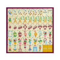 Tuiles de Mahjong en Acrylique Empire State Building, Style Américain, Jaune Vert Bleu, Finition Frotteuse à la Main, Ensemble Personnalisé Trois Couches