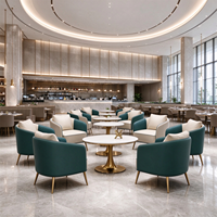 Meubles de restaurant sur mesure de luxe, chaise de restaurant en cuir PU, salon d'hôtel, restaurant d'hôtel, design complet pour projet commercial