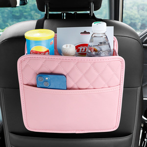 Car <b>seat</b> <b>storage</b> bag, backrest hanging bag, multi-functional children's interior supplies, leather hanging car trash can - Product Image 2