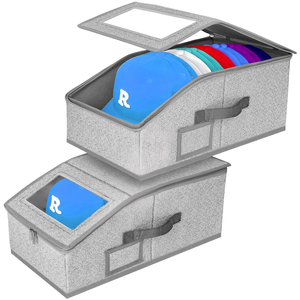 Foldable Rectangular Hat <b>Storage</b> <b>Box</b> with Clear Window for <b>Stackable</b> Baseball Caps for Closet - Product Image 1