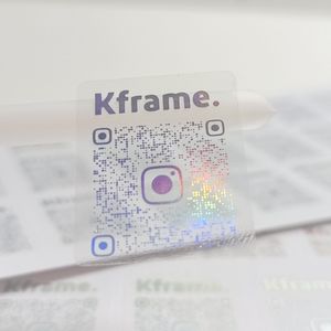 Petit MOQ, autocollants personnalisés imperméables et transparents avec <span class=keywords><strong>code</strong></span> QR, autocollants holographiques argentés transparents au laser, étiquettes d'emballage - Product Image 2
