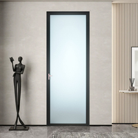 Porte de salle de bain en aluminium DERCHI avec verre dépoli pour l'intimité, design moderne et simple, porte insonorisée pour installation intérieure