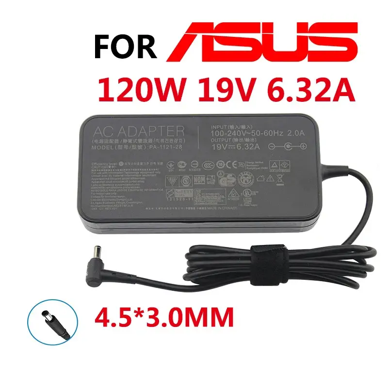 Für ASUS ZenBook 120 W 4,5*3,0 MM 19 V 6,32 A Laptop-Adapter Pro PA-1121-28 ADP-120RH B ROG G501 G501J G501JW UX501J UX501V N501JW