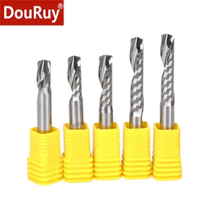 End Mill For Wood DouRuy Cnc Solid Carbide Single Flute Cutting Wood Router Bits Wood Carving Bits End Mill For Woodworking 1 Flute For Wood