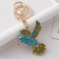 Porte-clés créatif en strass et cristal, motif oiseau, de luxe, brillant, en alliage, pour clés de voiture, breloque mignonne pour sac, petit cadeau