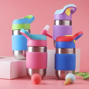 Bình Nước Cách Nhiệt Cho Trẻ Em Với Ống Hút Lật Top-400ml Vỏ Bảo Vệ Silicon Tạo Cảm Giác Thoải Mái - Product Image 5