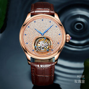 Montre mécanique à tourbillon squelette véritable avec logo personnalisé, luxe, saphir, acier inoxydable pour homme - Product Image 3