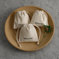 Sacs à cordon en coton naturel recyclable et écologique, pochette en coton doux pour l'emballage de bijoux et d'ornements