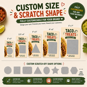Tarjetas Rasca y Gana Personalizables al por Mayor con Logotipo y Tamaño a Medida para Cualquier Negocio de Alimentos, Tarjetas de Descuento - Product Image 5