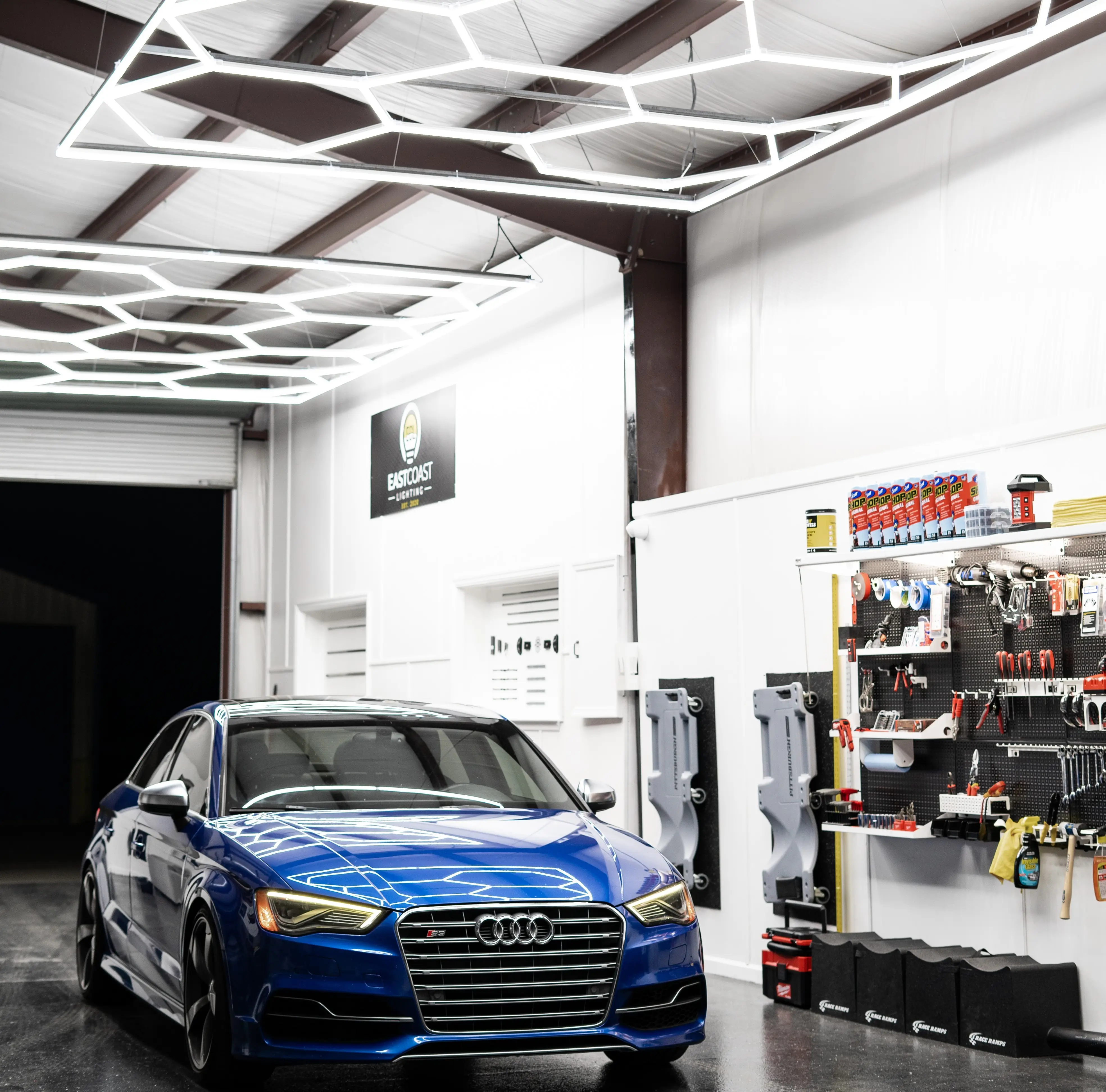 Vendite di fabbrica Auto dettaglio officina Led luce di lusso Garage Led luci esagonali soffitto