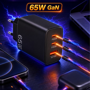 อะแดปเตอร์ชาร์จเร็ว IBD <span class=keywords><strong>65W</strong></span> GaN 3 พอร์ต USB C PD สำหรับแล็ปท็อป MacBook iPhone <span class=keywords><strong>Samsung</strong></span> ได้รับมาตรฐาน CE FCC RoHS - Product Image 3