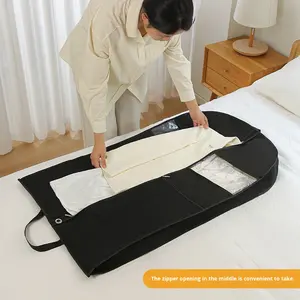 Nouvelle housse de vêtement en tissu non tissé épais pour la maison, transparente, pour robe de mariée, costume, housse anti-poussière suspendue, sac à vêtements - Product Image 4