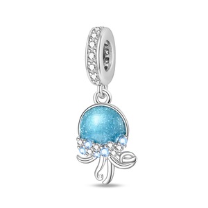 Nouveaux articles européens et américains vendus à chaud série marine été bleu méduse bricolage <span class=keywords><strong>cheval</strong></span> tortue perles pendentif plaqué argent - Product Image 3