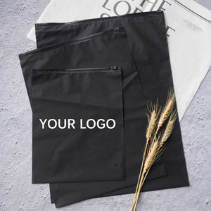 customized printing logo plastic zipper slider frosted matte black zip lock compostable packaging bag for clothes