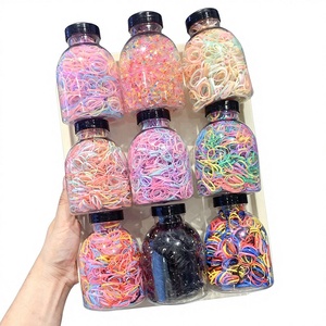 Élastique à <span class=keywords><strong>cheveux</strong></span> jetable en caoutchouc et nylon, très élastique, motif floral, petite taille, couleur bonbon, style européen et américain, toutes saisons - Product Image 4