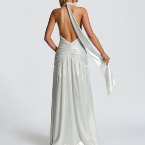 Vestidos de Gala Elegantes OEM 2026 con Escote en V Profundo, Espalda Descubierta, Tela Brillante, Abertura Sexy, Vestidos Largos para Mujer - Product Image 2