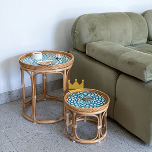 Table d'appoint ronde en rotin naturel, design moderne, haute qualité, fabrication artisanale, meubles pour salon, en provenance du Vietnam - Product Image 3