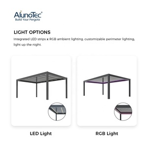 גג תריס ממונע מרפסת יוקרה חיצונית גזיבו נקודת גשם עמיד בפני שלג אלומיניום פרגולת צל ביו-אקלימי - Product Image 5