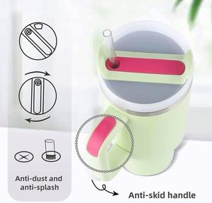 Ventes chaudes, gobelet isotherme personnalisé à double paroi en acier inoxydable, 40 oz, avec poignée et paille, gobelet de voyage pour voiture, cadeau - Product Image 2