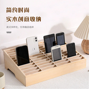Wooden Desktop Multi Compartment Phone <b>Storage</b> Box Rectangle Standing Type Desk Organizer Neatening <b>Storage</b> - Product Image 4