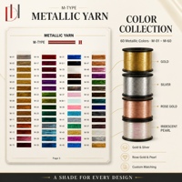 Fil Métallique M-Type 150D 100% Polyester Fil Doré Argenté Fantaisie pour Broderie, Garniture de Vêtements, Tricotage
